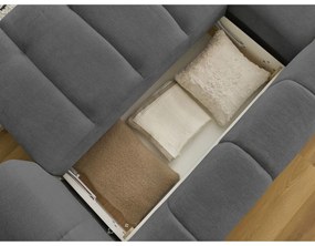 Тъмносив сгъваем/с място за съхранение ъглов диван (ляв ъгъл) Fuji – Bobochic Paris