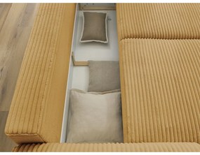 Разтегателен диван от рипсено кадифе в цвят горчица 257 cm Lucien – Bobochic Paris