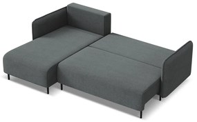 Тъмносив разтегателен ъглов диван с място за съхранение (ляв ъгъл) Luana – Makamii