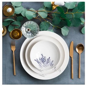 Комплект за хранене 24 части бял/син/порцелан