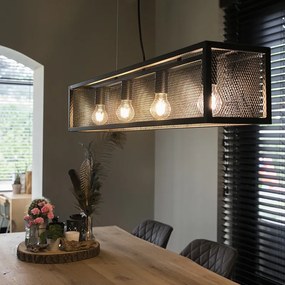 Интелигентна индустриална висяща лампа черна с 4 WiFi A60 - Cage Wire