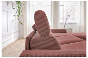 Розов разтегателен ъглов диван от рипсено кадифе (променлив) Monaco – Bobochic Paris