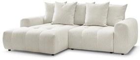 Бял шенилов разтегателен ъглов диван с място за съхранение (ляв ъгъл) Roxelane – Bobochic Paris