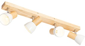 Дървена таванна лампа с бял регулируем 4-светлинен - Thorin
