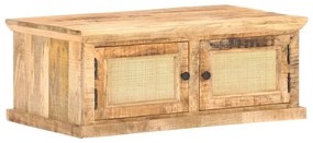 289089 vidaXL Кафе маса 90x50x35 cм мангово дърво масив и естествена тръстика