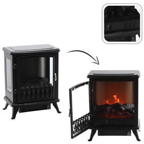 Свободностояща черна електрическа камина с ефект на пламък - 900/1800 W