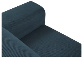 Тъмносин разтегателен ъглов диван с място за съхранение от рипсено кадифе (ляв ъгъл) Kyoto – Cosmopolitan Design