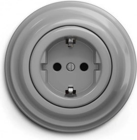 Kliklap - Ретро стенна розетка за домашна употреба с рамка SCHUKO 230V/16A сива