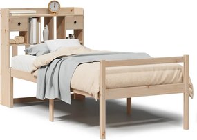 3322039 vidaXL Легло с рафтове за книги, без матрак, 75x190 см, бор масив