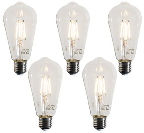 Комплект от 5 E27 LED филаментни крушки ST64 Прозрачни 4W 470 lm 2700K