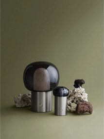 Алуминиева LED настолна лампа в сребрист цвят със стъклен абажур (височина 32 cm) Iris – Blomus