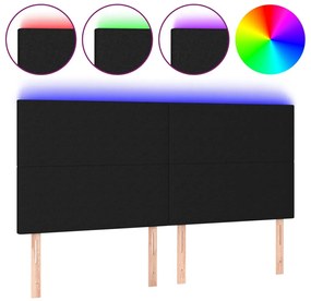 3122160 vidaXL LED горна табла за легло, черна, 180x5x118/128 см, плат