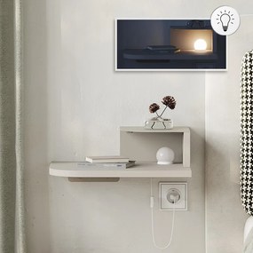 Нощно шкафче Luno с LED светлина в цвят пясъчник 40x30x16.2см.