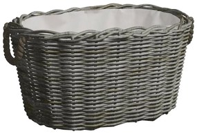 286985 vidaXL Кошница за дърва за огрев с дръжки 59x42x28 см сива върба