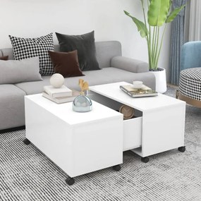 806867 vidaXL Маса за кафе, бяла, 75x75x38 см, инженерно дърво