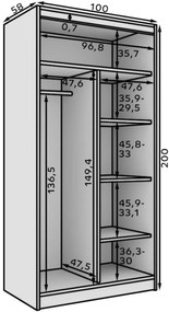 Гардероб Flux 100 плъзгащ се-Мауро-Leuko