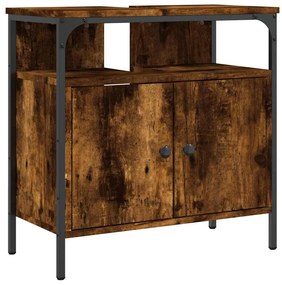 842438 vidaXL Шкаф за мивка за баня, опушен дъб, 60x30x60 см, инженерно дърво