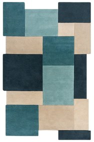 Синьо-бежов вълнен килим 180x120 cm Abstract Collage - Flair Rugs