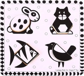 Bigjigs - Дървен пъзел - Черно-бели домашни любимци