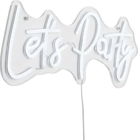 Неонова стенна лампа бяла с LED - Let's Party