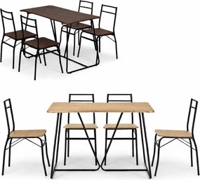 Трапезен комплект - маса + 4 стола PARIS Кафяво