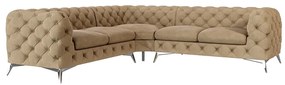 Светлокафяв кадифен ъглов диван Chelsea – Ropez