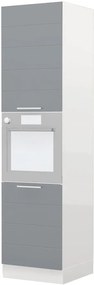 Висок подов шкаф за фурна Hudson K23-60-2KR-White glossy - Gray