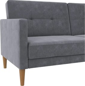 Сив кадифен сгъваем диван 207 cm Lilly – Støraa