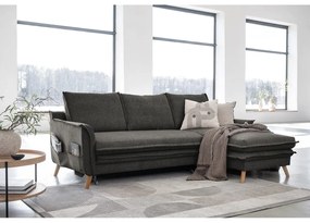 Тъмносив разтегателен ъглов диван (десен ъгъл) Charming Charlie – Miuform