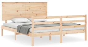 3195226 vidaXL Рамка за легло с табла King Size масивно дърво