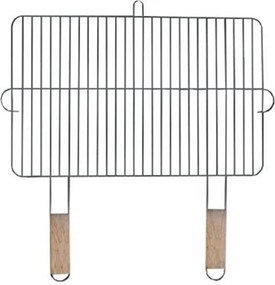 Метална скара за барбекю MasterGrill MG255, 2 дървени дръжки, Размер на скарата 54 х 34 см, Инокс/кафяв