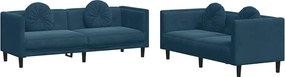 3209265 vidaXL Комплект дивани 2 части с възглавници син кадифе