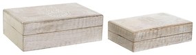 Комплект Декоративни Кутии DKD Home Decor Дърво манго Индианец (21 x 14 x 6 cm) (2 pcs) (25 x 17 x 8 cm)