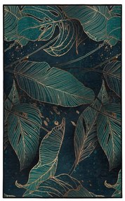 Килим подходящ за пране в петролен цвят 80x150 cm Midnight Jungle – Mila Home