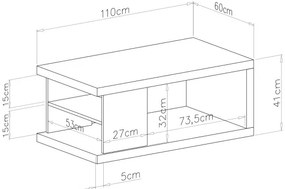 Маса ЛАНА S-110 Елегантен Орех / Черен - ХОЛНА МАСА С РАФТ
