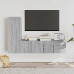 3120225 vidaXL Комплект ТВ шкафове от 3 части, сив сонома, инженерно дърво