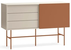 Нисък скрин с плъзгащи се врати в светлосиво-тухлено 140x91 cm Nube - Teulat