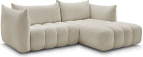 Бежов ъглов диван от прежда с примки от букле (десен ъгъл) Azra – Bobochic Paris