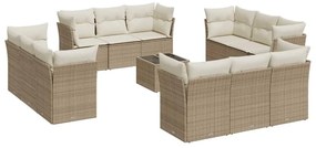 3217338 vidaXL Градински комплект диван с възглавници 13 части бежов полиратан