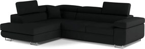 Черен разтегателен ъглов диван с място за съхранение (ляв ъгъл L форма) Anton – ELTAP