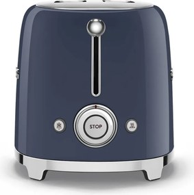 Тостер за хляб SMEG 50's Style TSF01NBEU, 950W, 2 филии, 6 нива, Тавичка за трохи, Вграден кабел, Неръждаема стомана, Тъмносин
