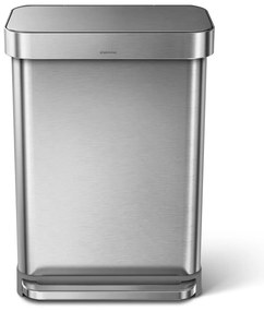Stříbrný pedálový odpadkový koš simplehuman, 55 l