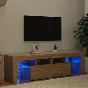 804367 vidaXL ТВ шкаф с LED осветление, сонома дъб, 140x36,5x40 см