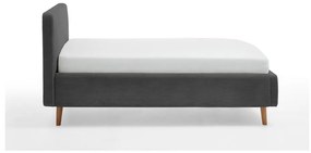 Антрацитно единично легло 120x200 cm тапицирано без ламелно дъно Mattis – Meise Möbel