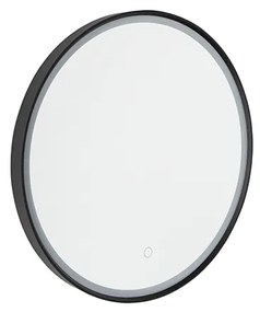 Огледало за баня черно 50 см с LED 3-степенно димиране с докосване кръгло - Miral