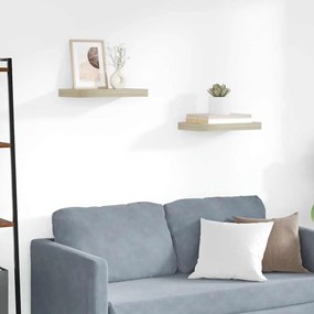 323869 vidaXL Окачени стенни рафтове, 2 бр, дъб, 40x23x3,8 см, МДФ