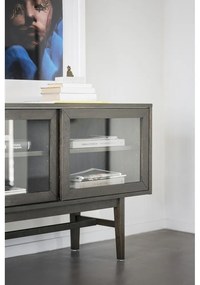 Кафява витрина от декор от дъб с плъзгащи се врати 170x75 cm Hazelton – Rowico