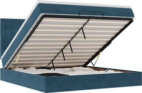 3314478 vidaXL Османска легло с матраци и LED, тъмносиньо, 160x200 см, кадифе