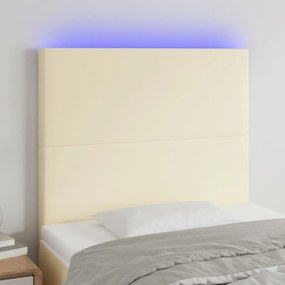 3122224 vidaXL LED горна табла за легло, кремава, 90x5x118/128 см