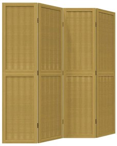 358817 vidaXL Разделител за стая, 4 панела, кафяв, дърво пауловния масив